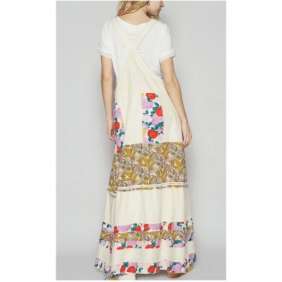 POL Floral Print Frayed Denim Jeans Overalls Dress - Picture 6 of 13